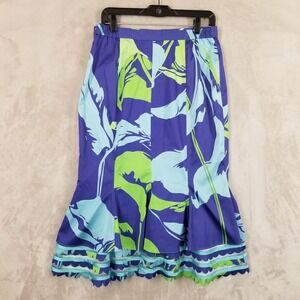 Louise Ricci Skirt‎ Women 12 Blue Mermaid Sheer Scallop Ruffle Lined Colorful